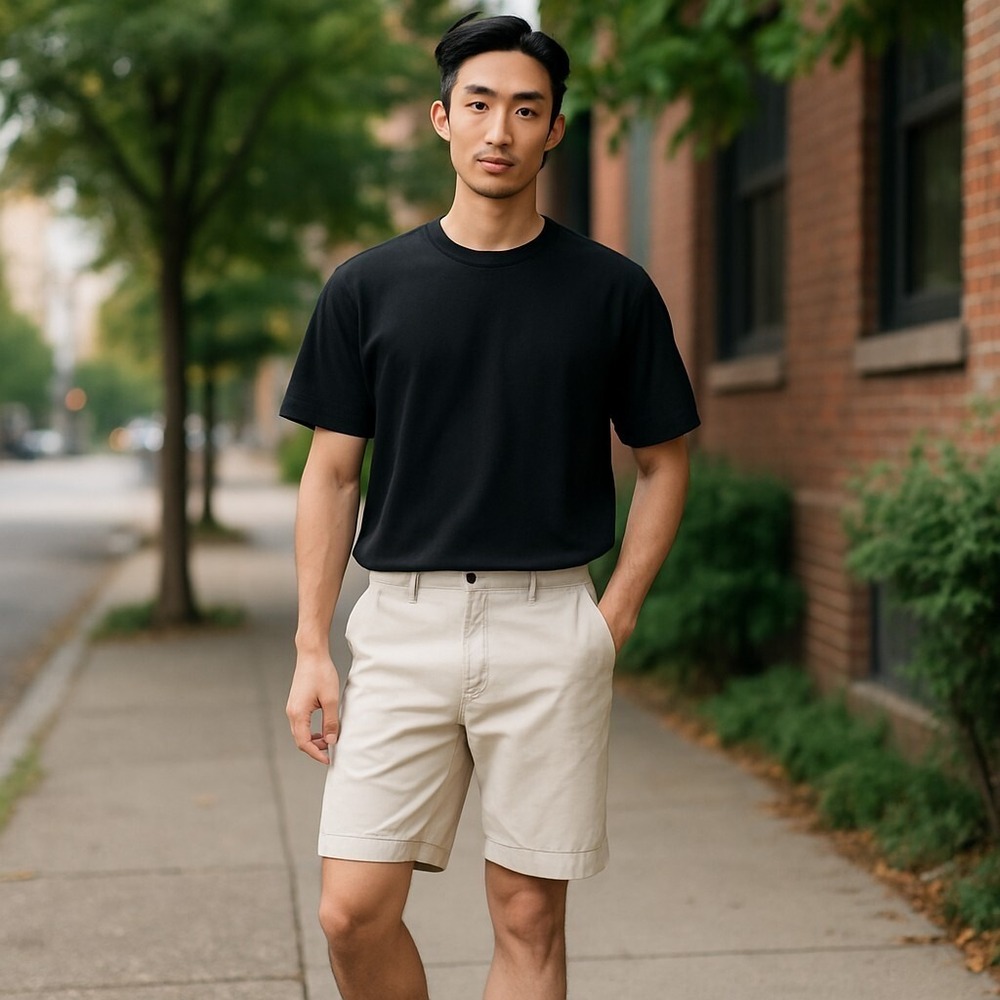 Tommy Hilfiger Chino Shorts Men's 34 Beige 100% Cotton Slash Pockets Zip Fly